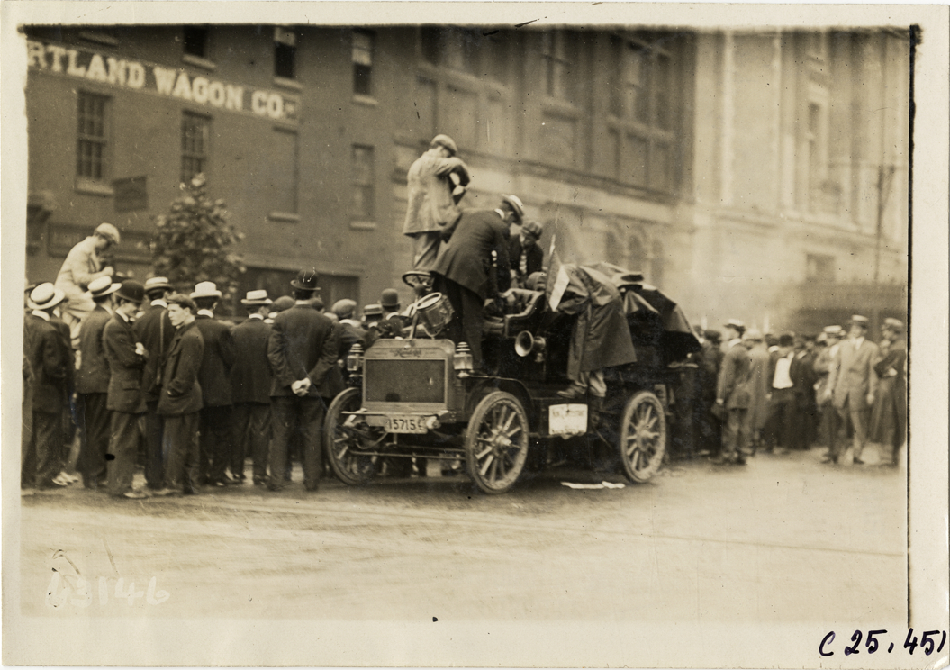 Motorists in Randolph truck, 1910 Munsey Historic Tour