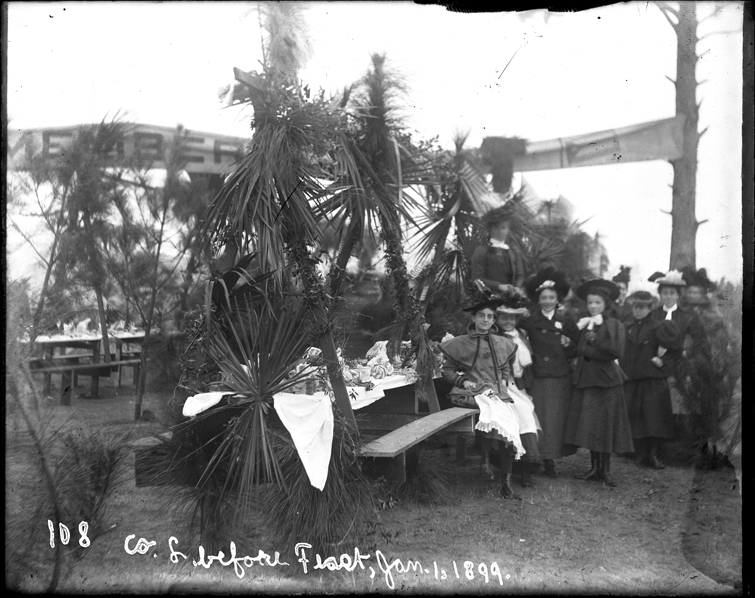Women and banquet table