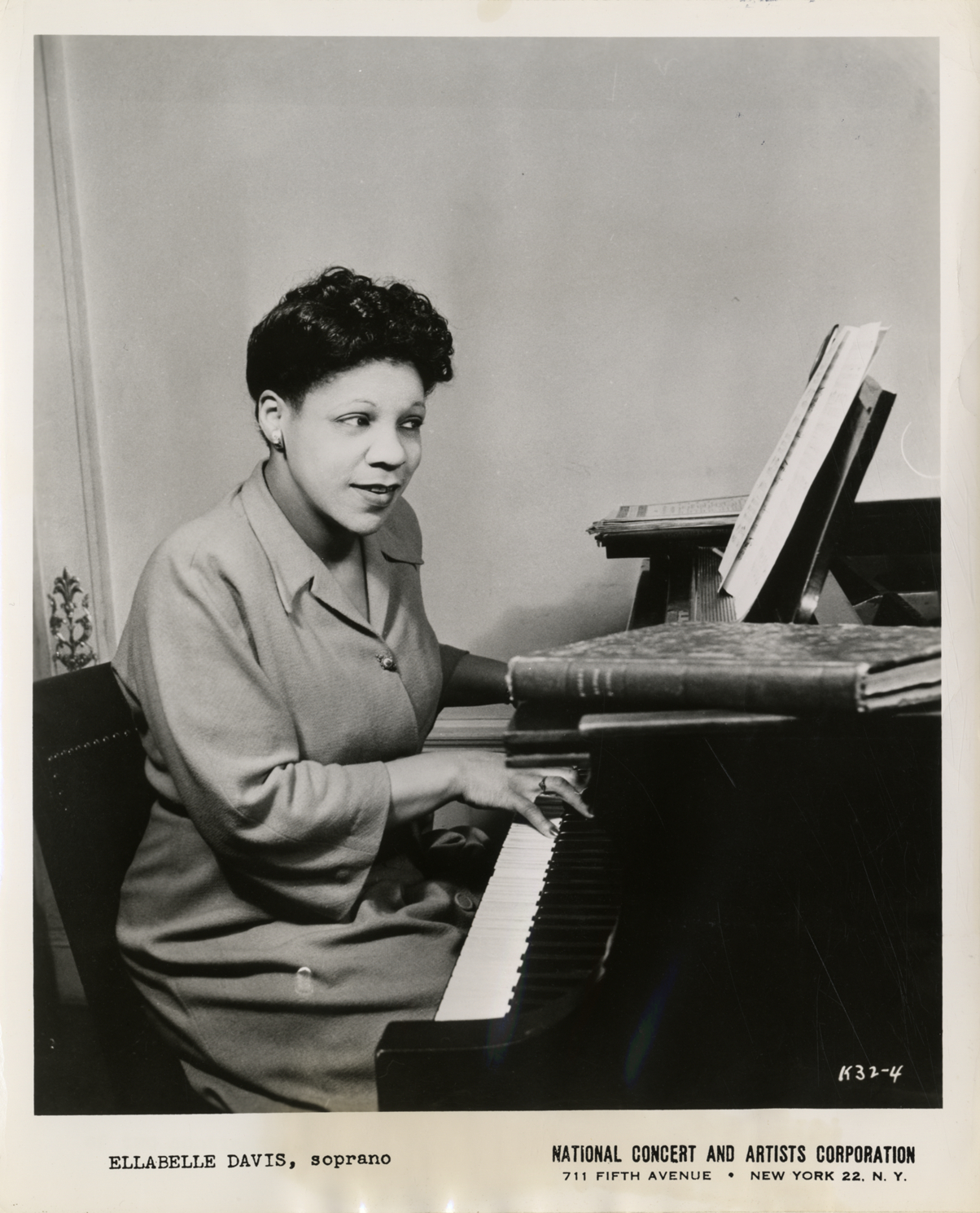 Ellabelle Davis rehearsing at piano