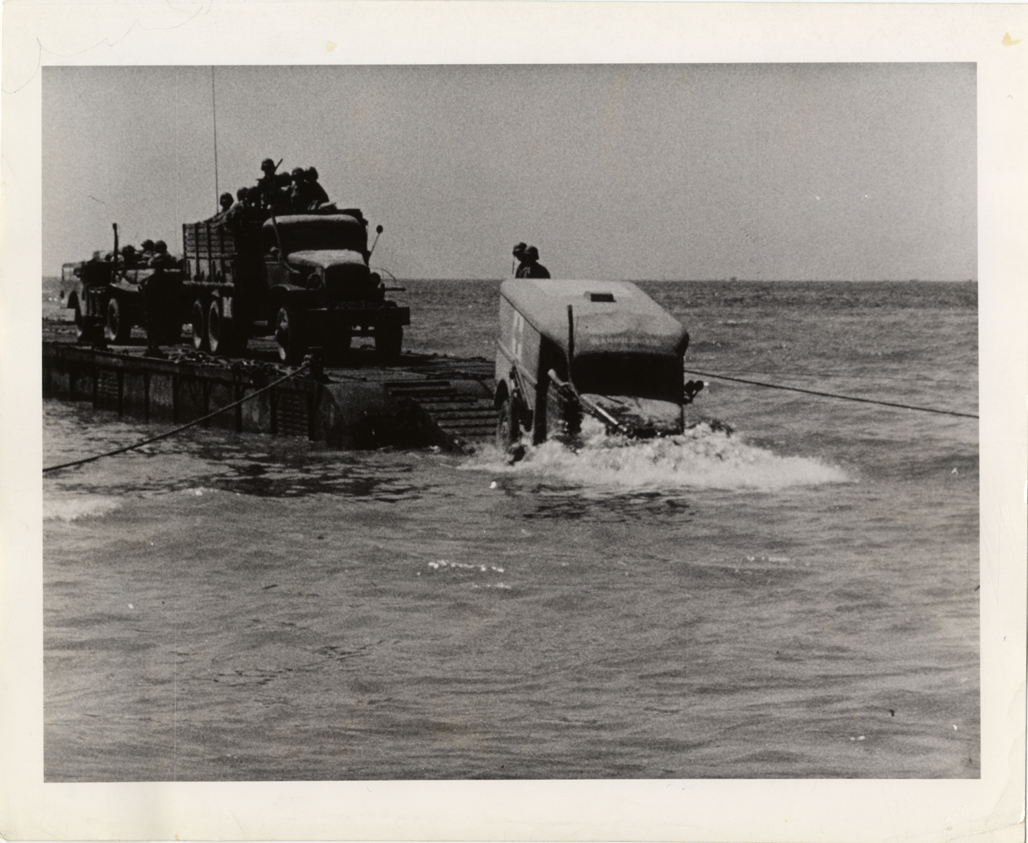 Medical Corps truck on ramp of assault landing ship
