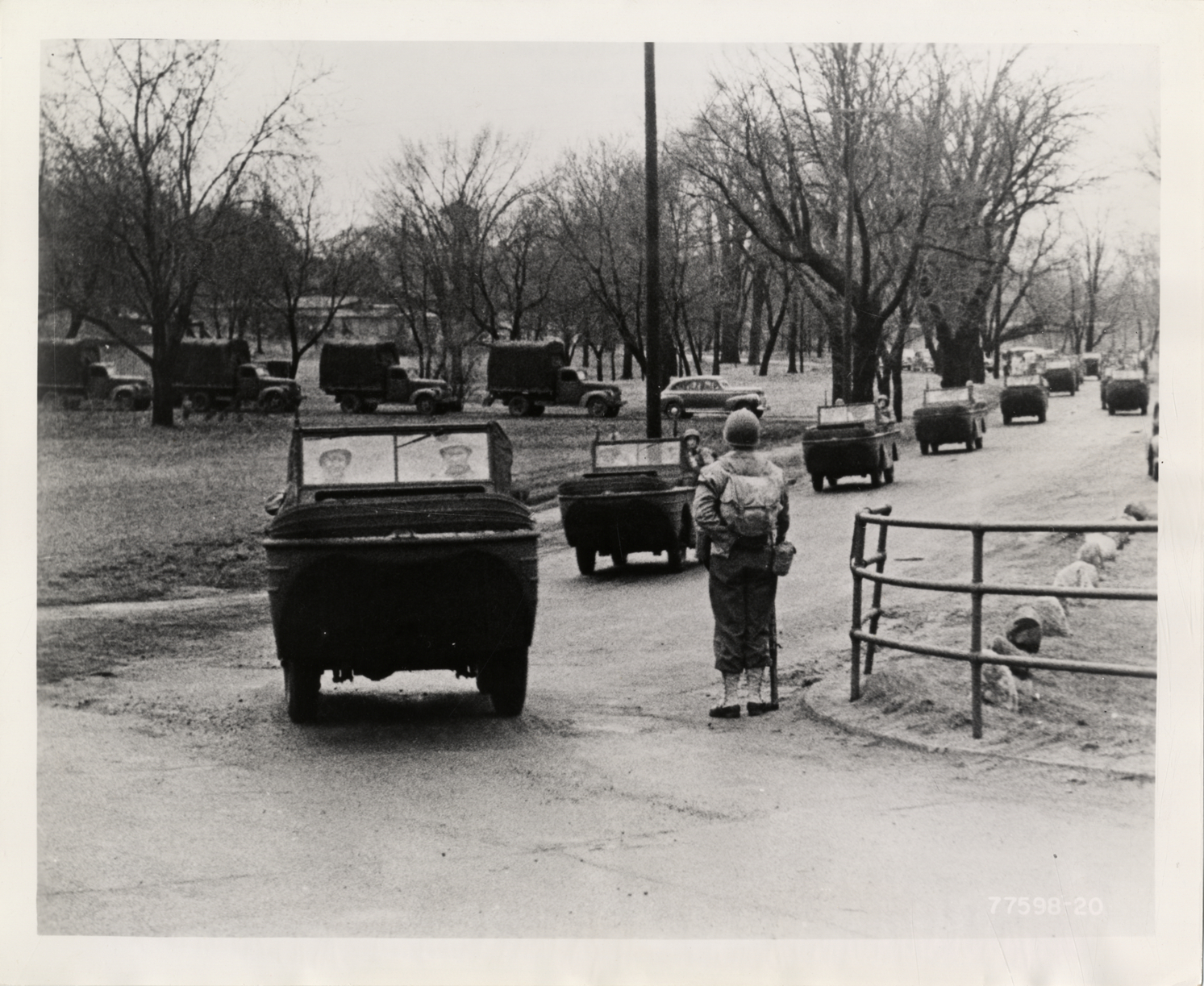 Soldiers in Ford GPA amphibious vehicles
