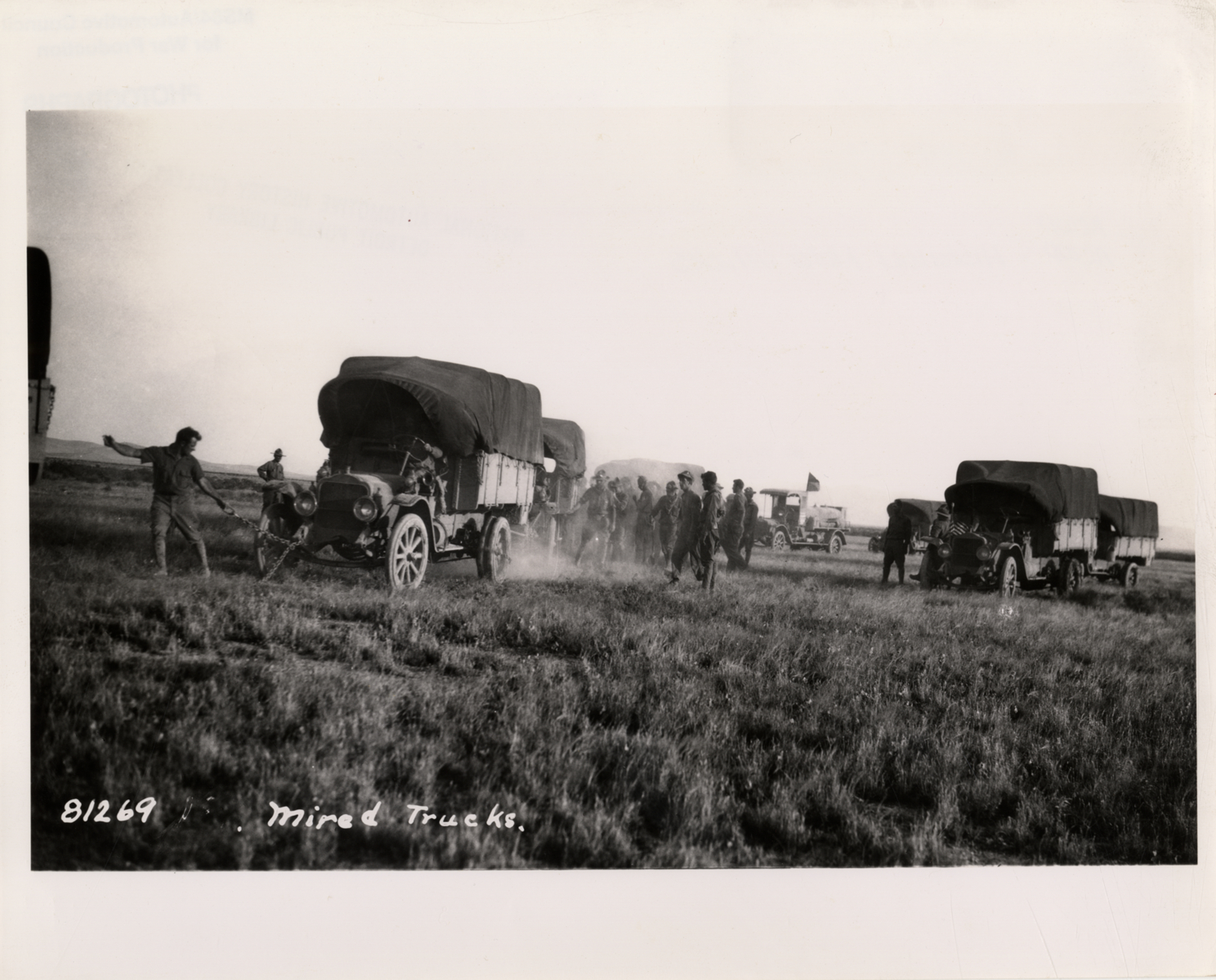 White trucks mired in mud, Mexican Punitive Expedition
