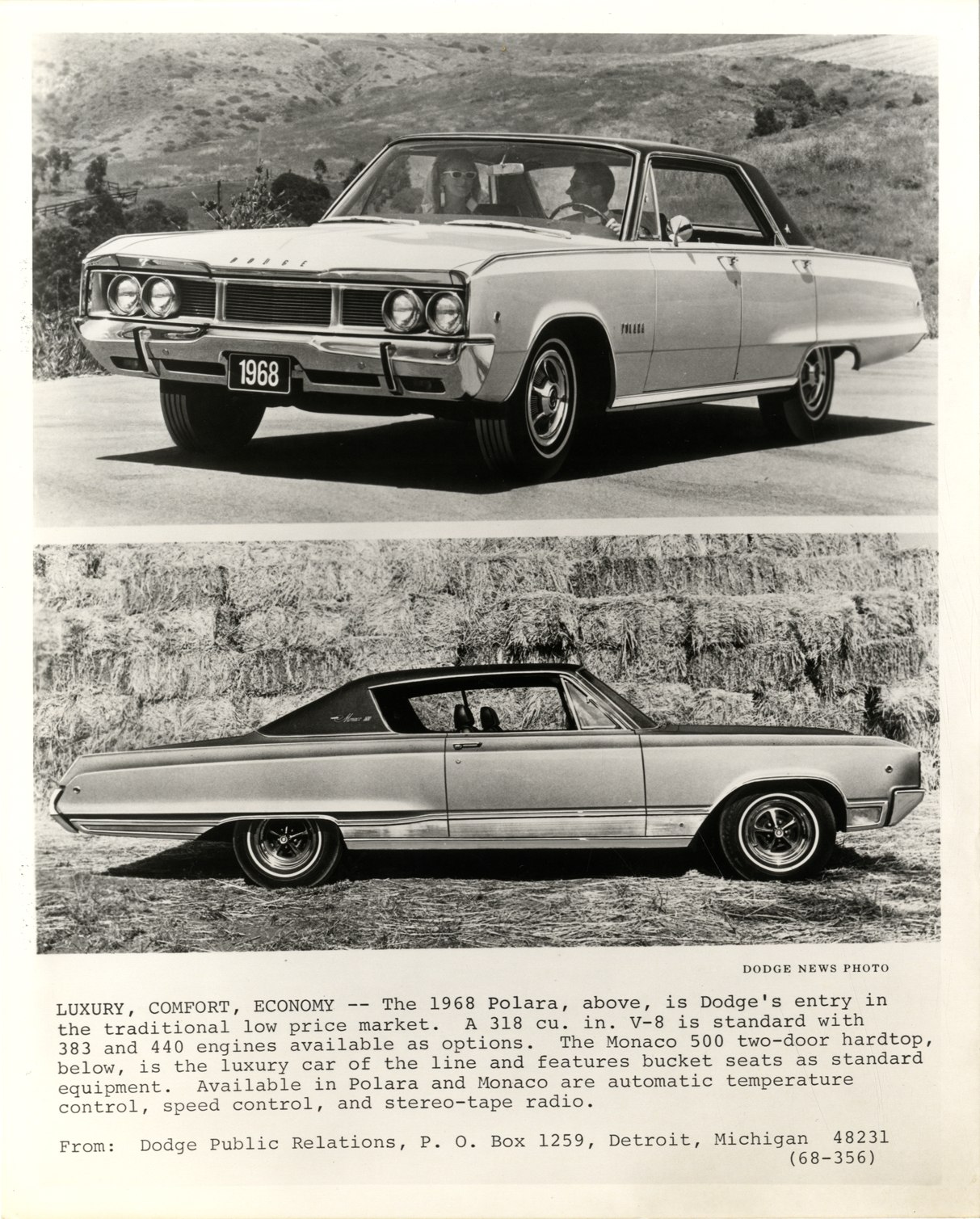 1968 Dodge Polara and Dodge Monaco 500 automobiles
