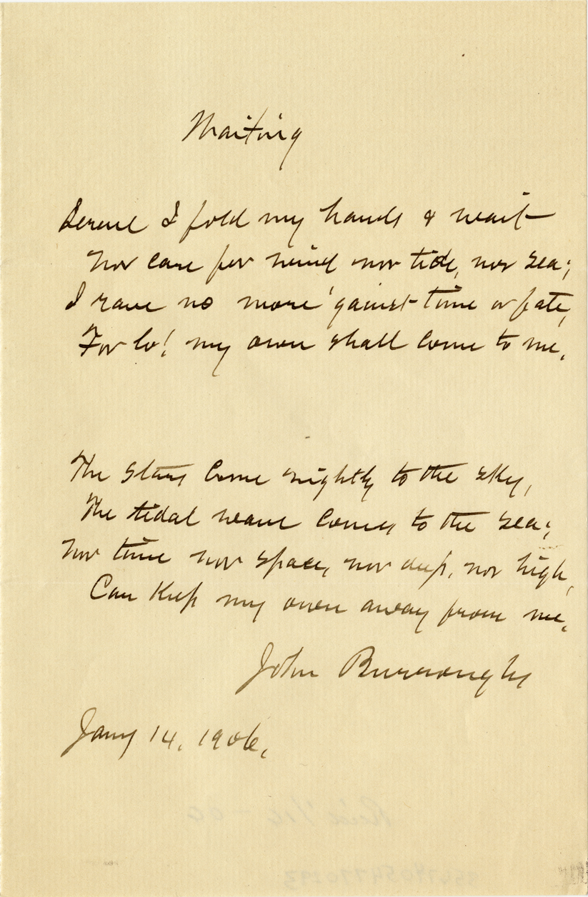 Manuscript for "Waiting" by John Burroughs