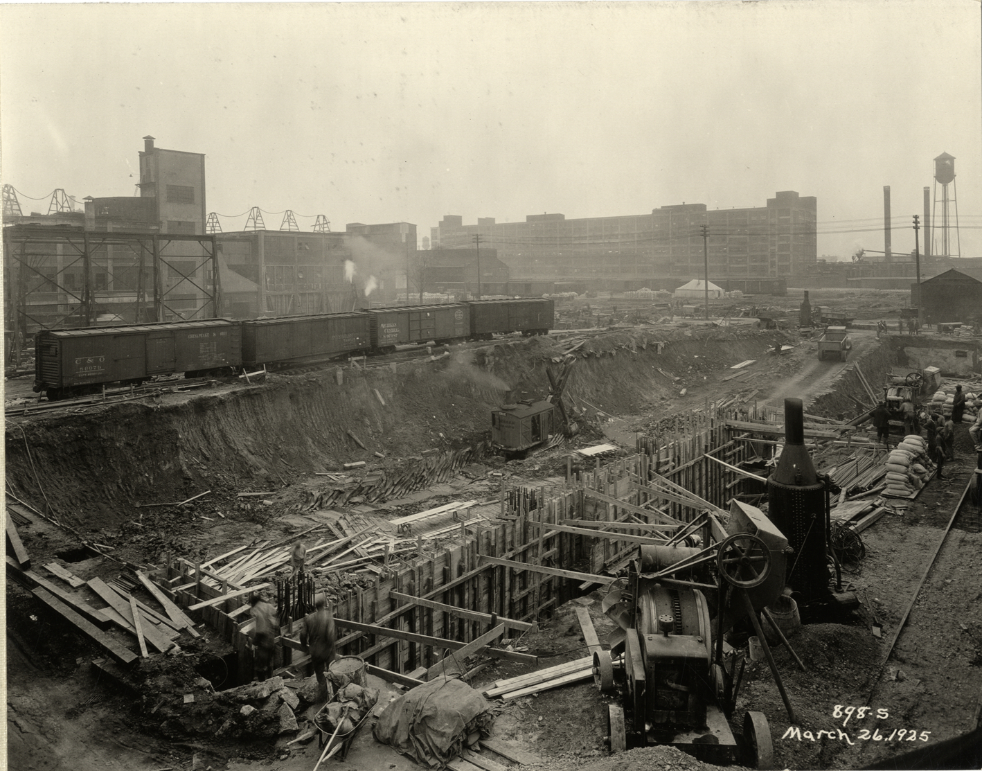 Foundation excavation, Hudson Motor Car Company factory
