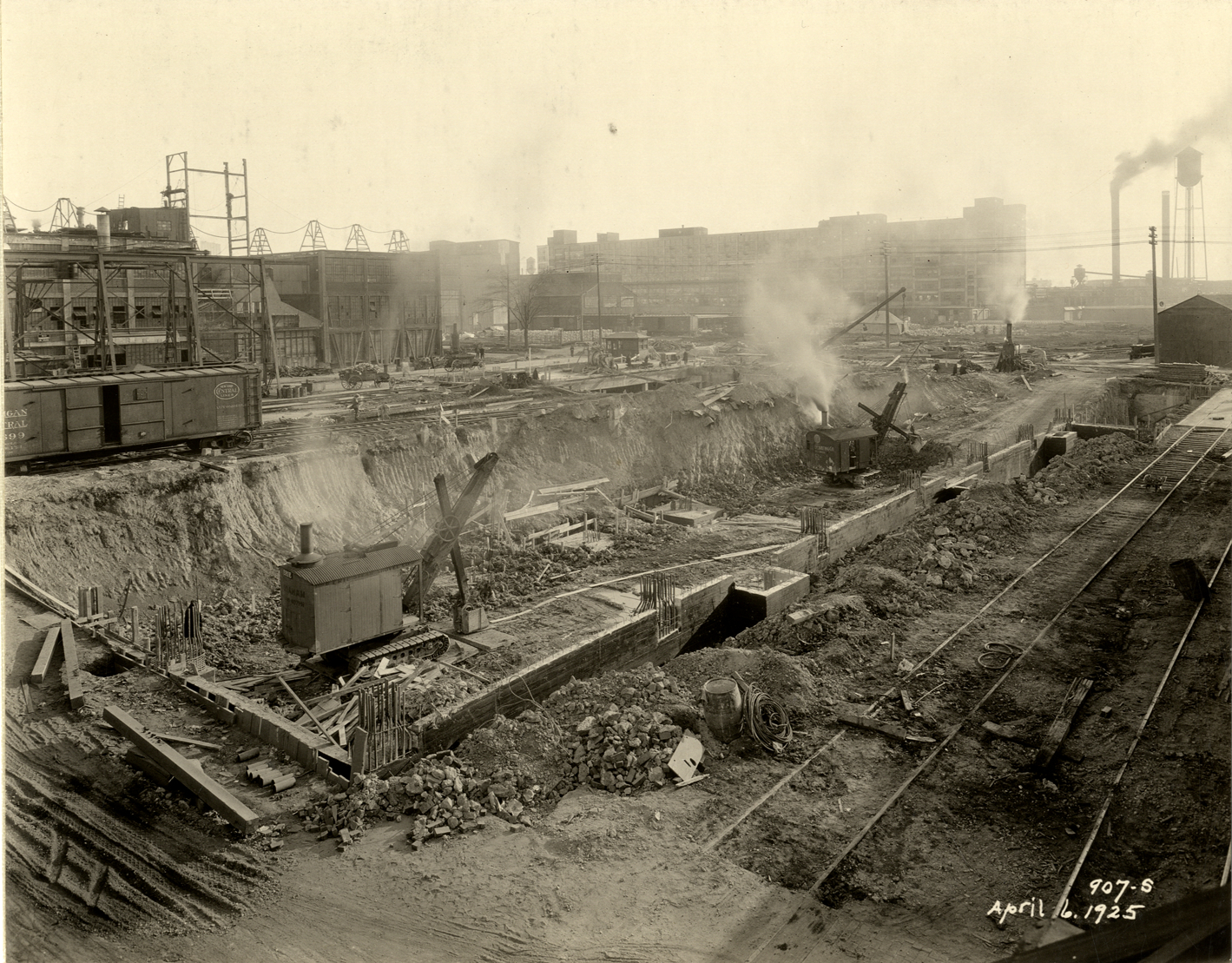 Foundation excavation, Hudson Motor Car Company factory