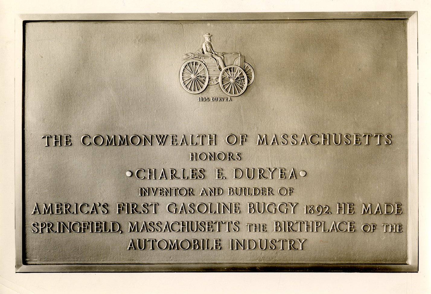 Tablet honoring Charles E. Duryea, Boston, Massachusetts