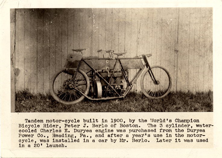 1900 tandem motorcycle with Duryea engine