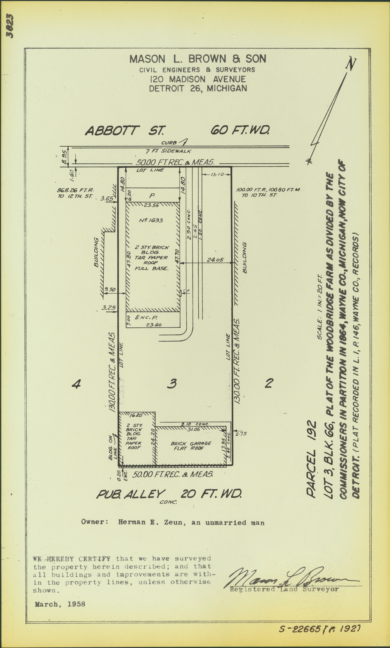 Plat map for property on Abbott