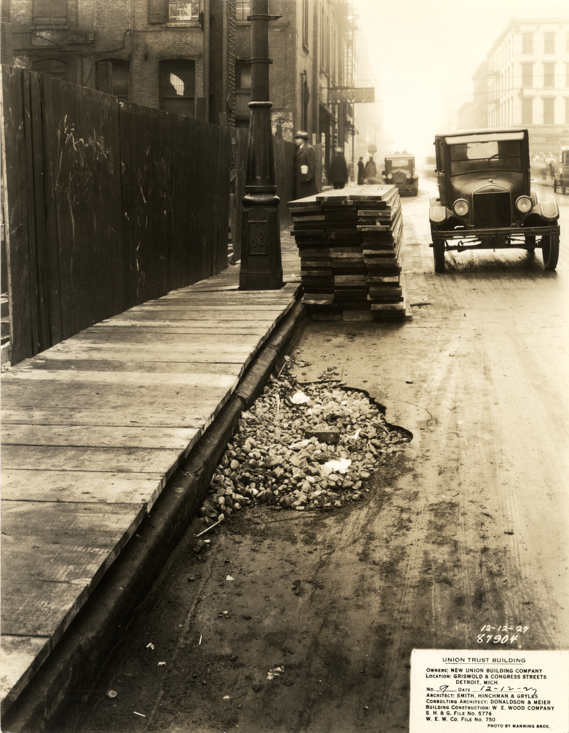 Crumbling pavement, Union Guardian Building construction