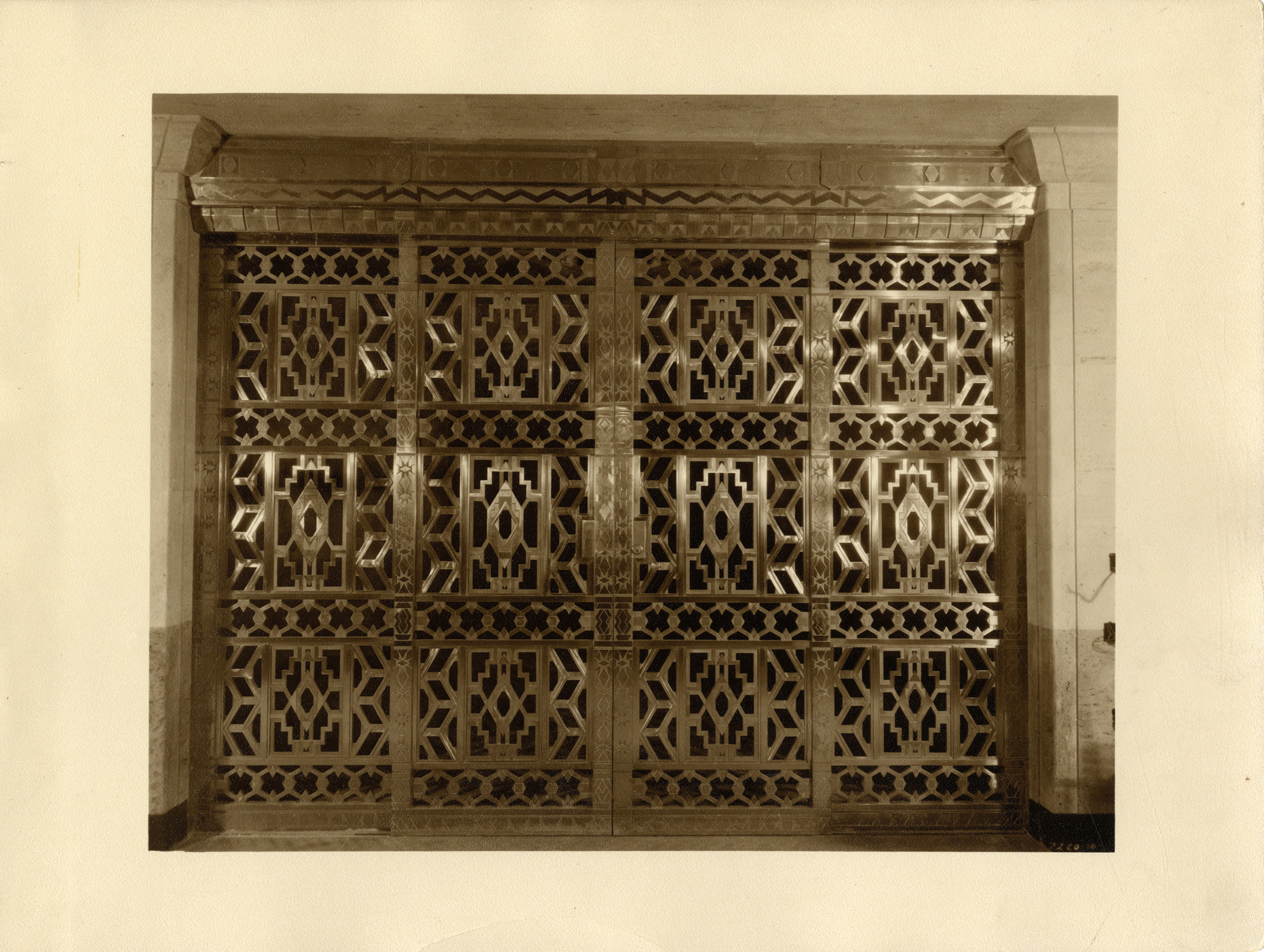 Metal grille gate, Union Guardian Building