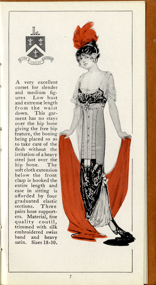 Corset Mme. Lyra Corset Makers Date: 1915–20 Label: Mme. Lyra/boned with  Mightybone Model 7016 Back view