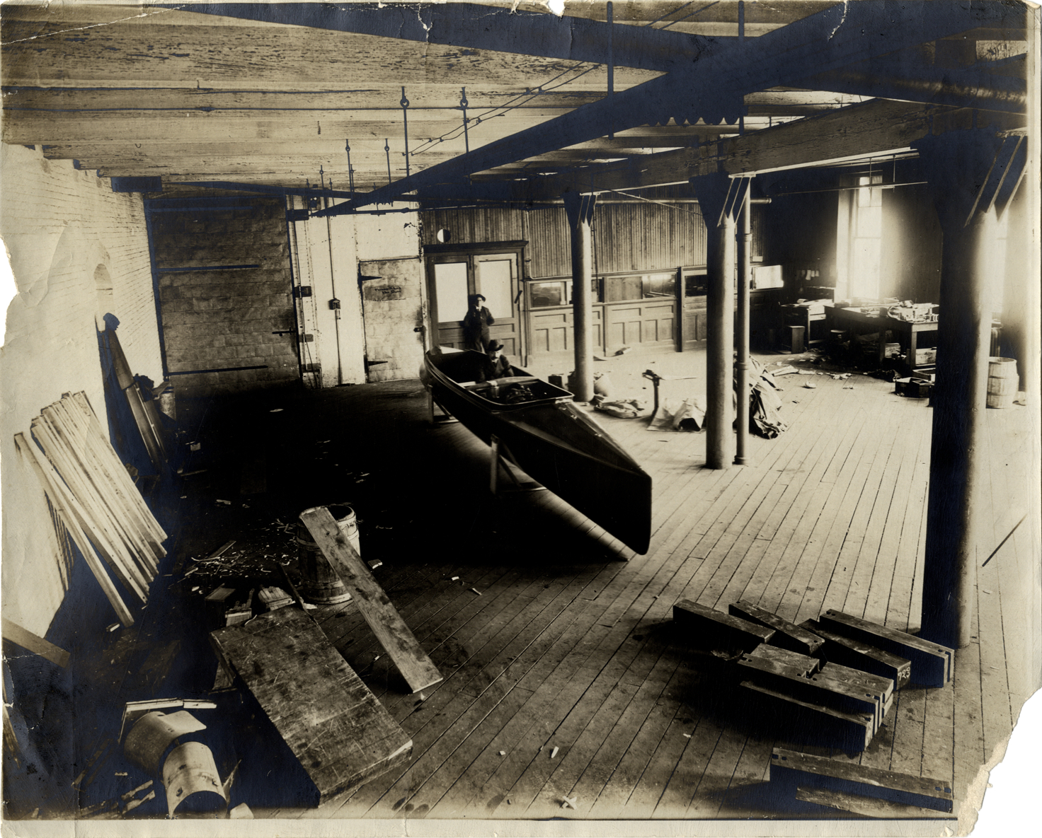Motorboat under construction, Smith & Mabley shop