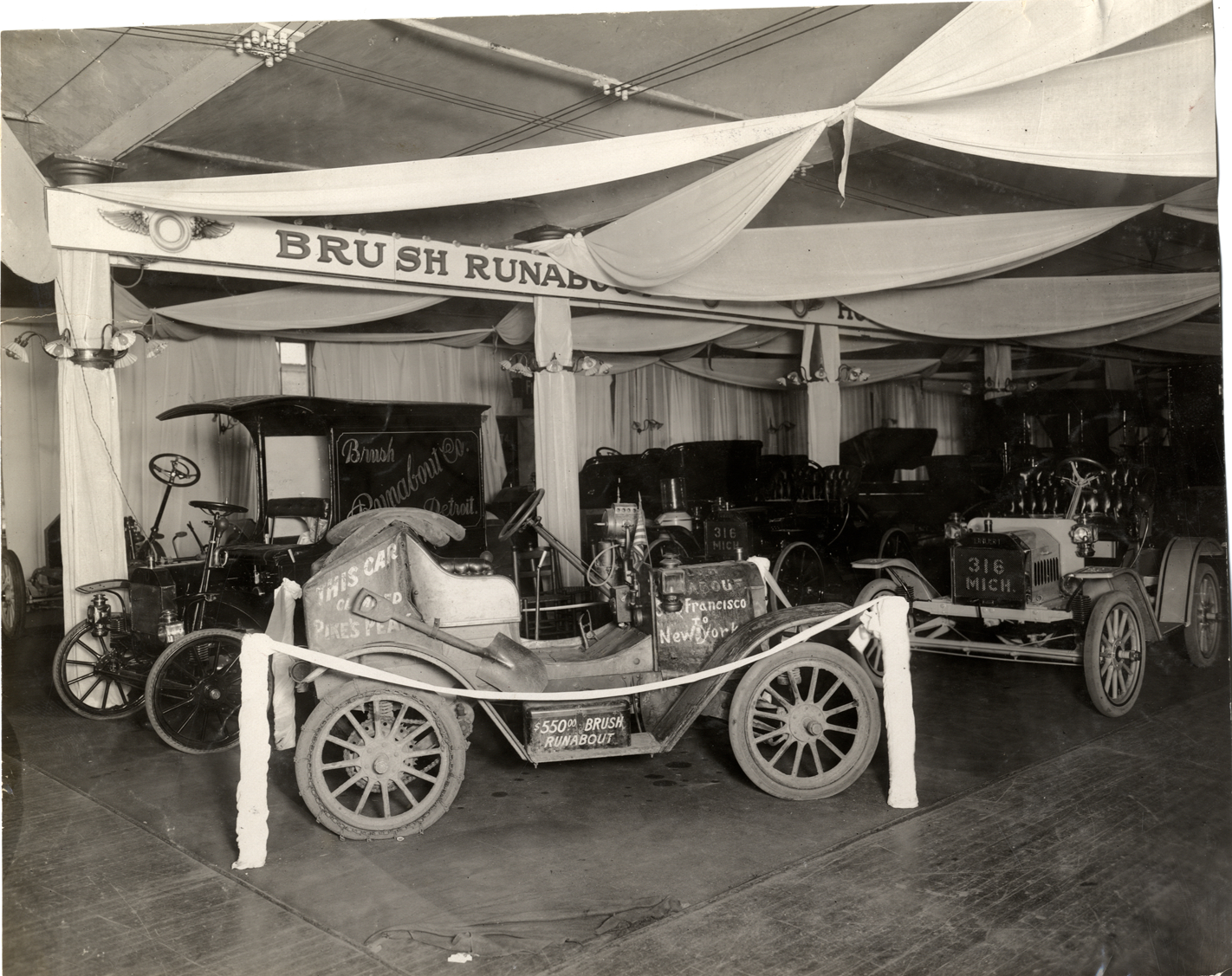 Brush automobiles on display at trade show
