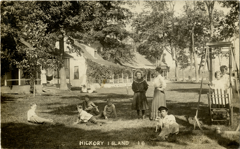 Family posing on Hickory Island, Michigan