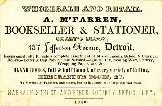 Business card for A. M'Farren