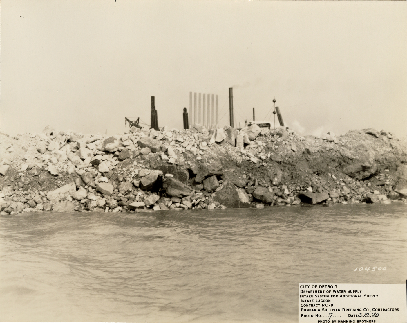 Dike at intake lagoon, Detroit water supply system