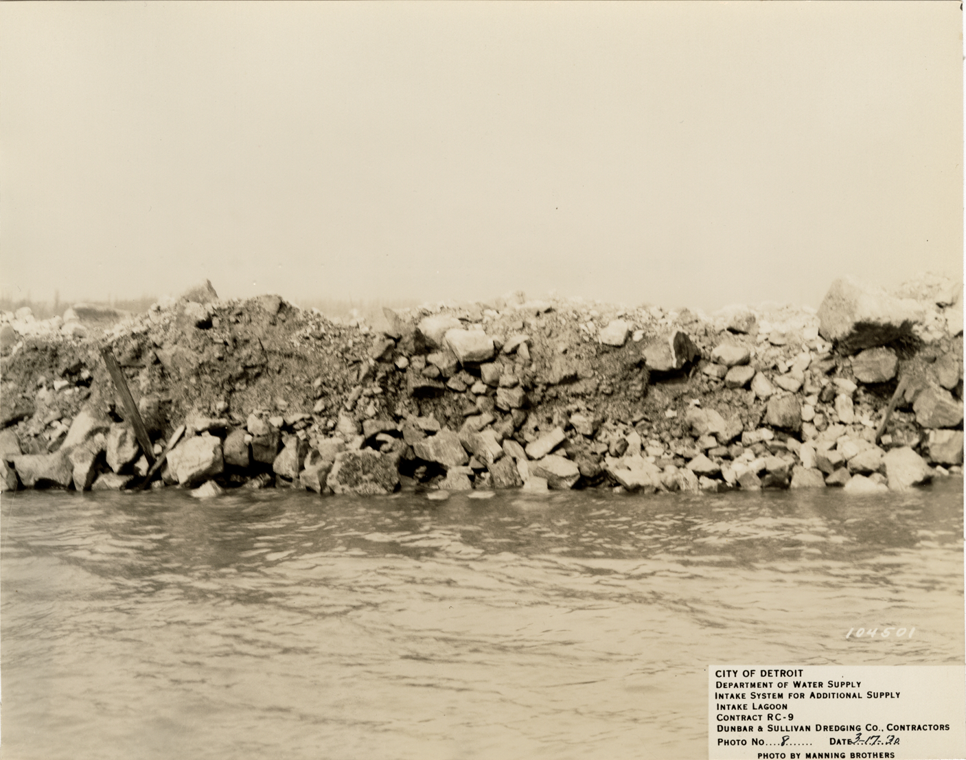 Dike at intake lagoon, Detroit water supply system