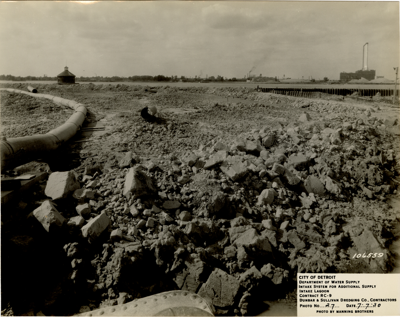 Fill area at intake lagoon, Detroit water supply system