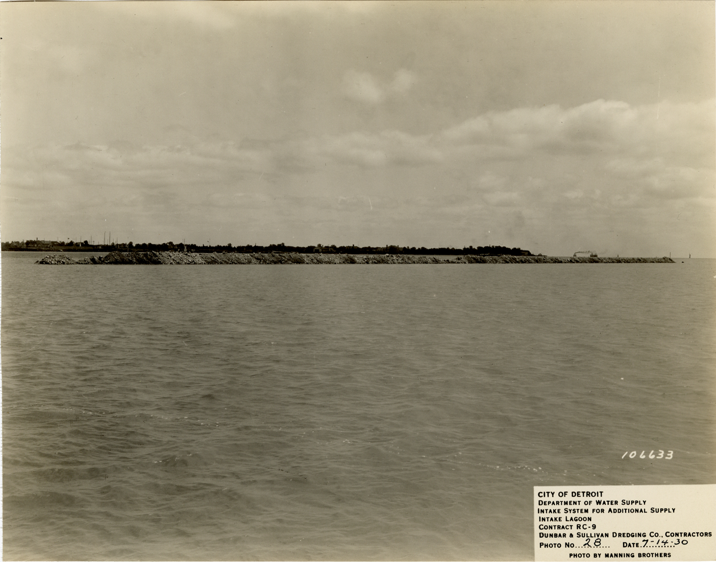 North dike, intake lagoon, Detroit water supply system