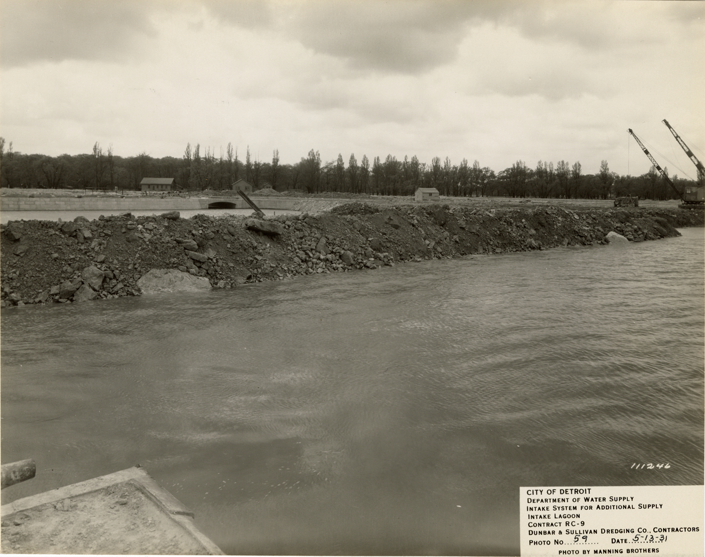 North dike, intake lagoon, Detroit water supply system