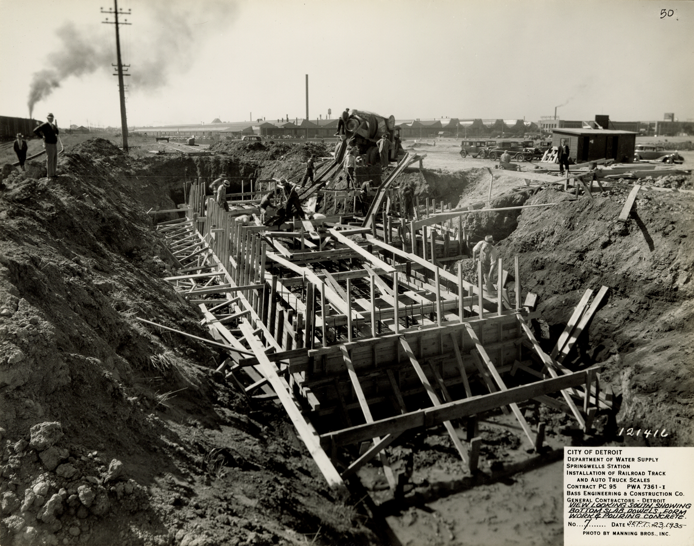 Truck scale under construction, Springwells Station, Detroit water supply system