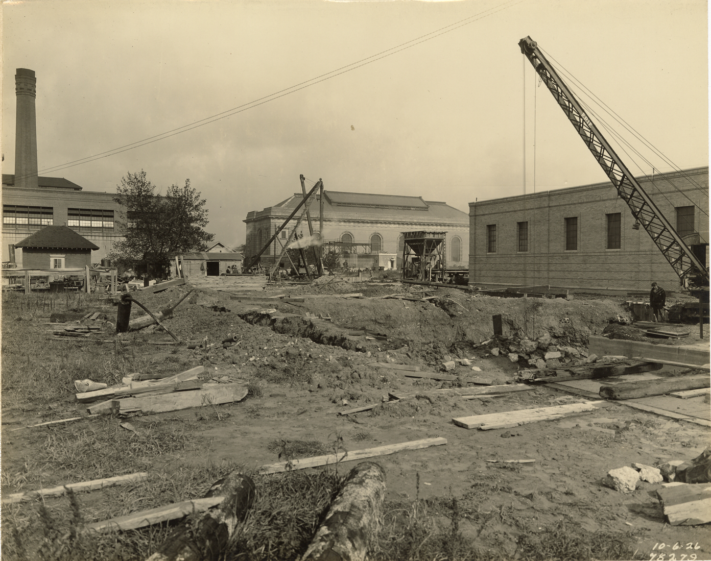 Weir chamber excavation, Waterworks Park, Detroit water supply system