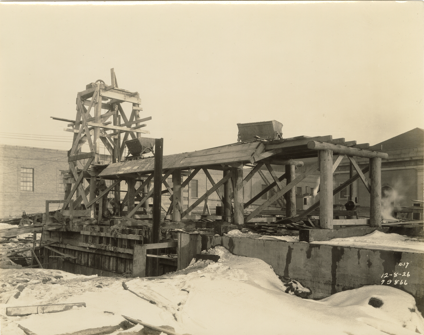 Outlet chamber excavation, Waterworks Park, Detroit water supply system