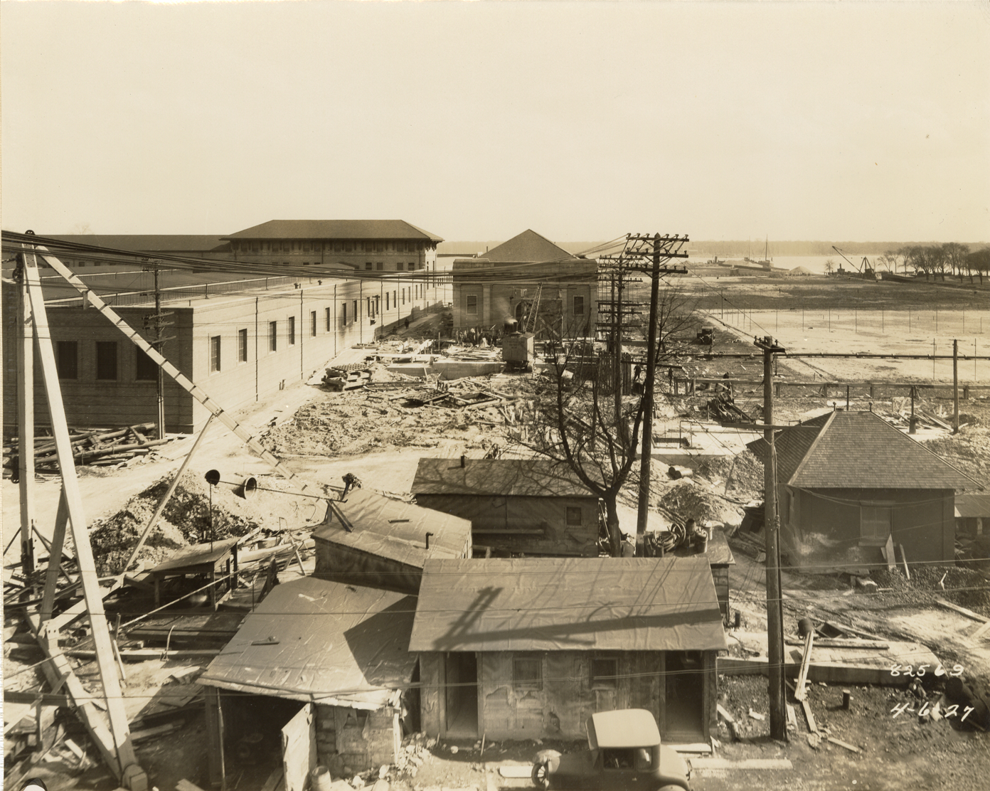 Weir chamber during construction, Waterworks Park, Detroit water supply system