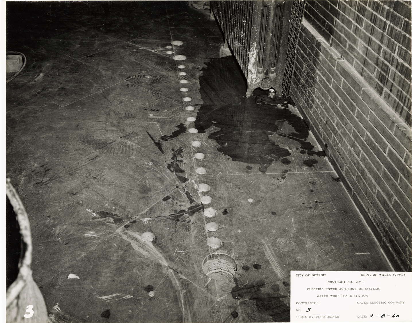 Cored holes for conduit entrances, Waterworks Park, Detroit water supply system