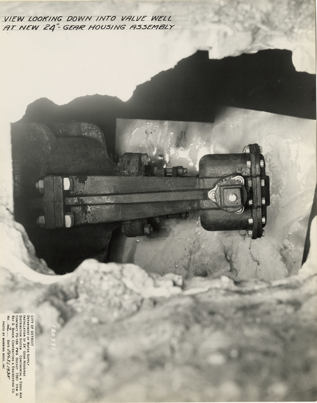 New 24" gear housing assembly, Detroit water supply system