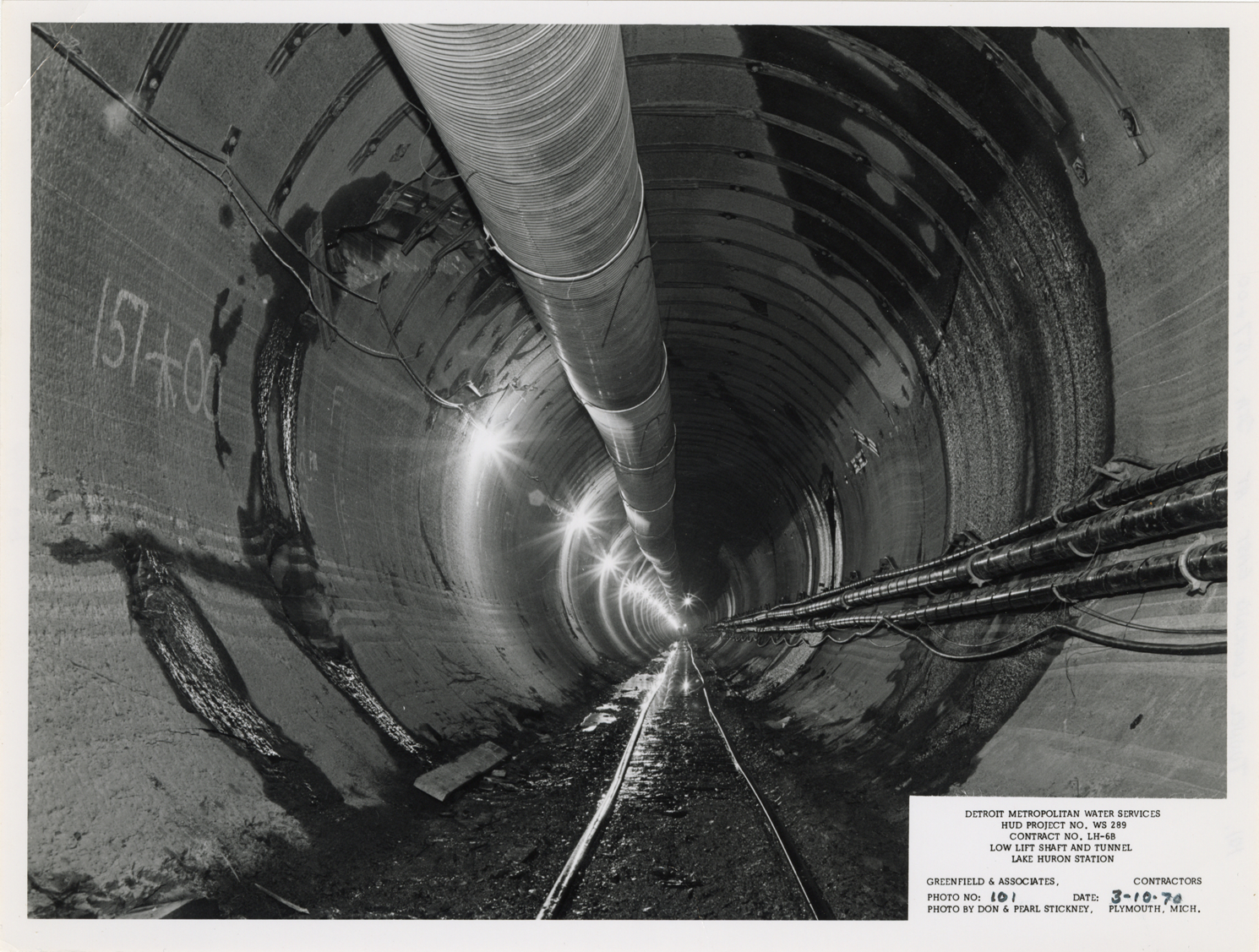 Tunnel during construction, Lake Huron Station, Detroit water supply system