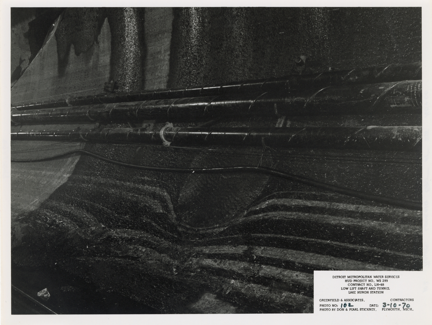 Tunnel during construction, Lake Huron Station, Detroit water supply system