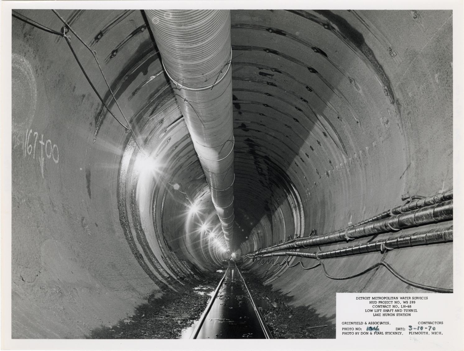 Tunnel during construction, Lake Huron Station, Detroit water supply system