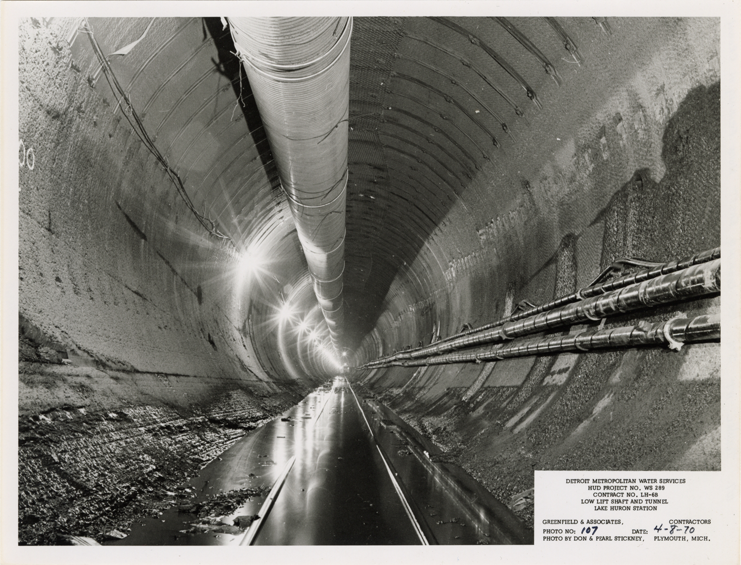 Tunnel during construction, Lake Huron Station, Detroit water supply system