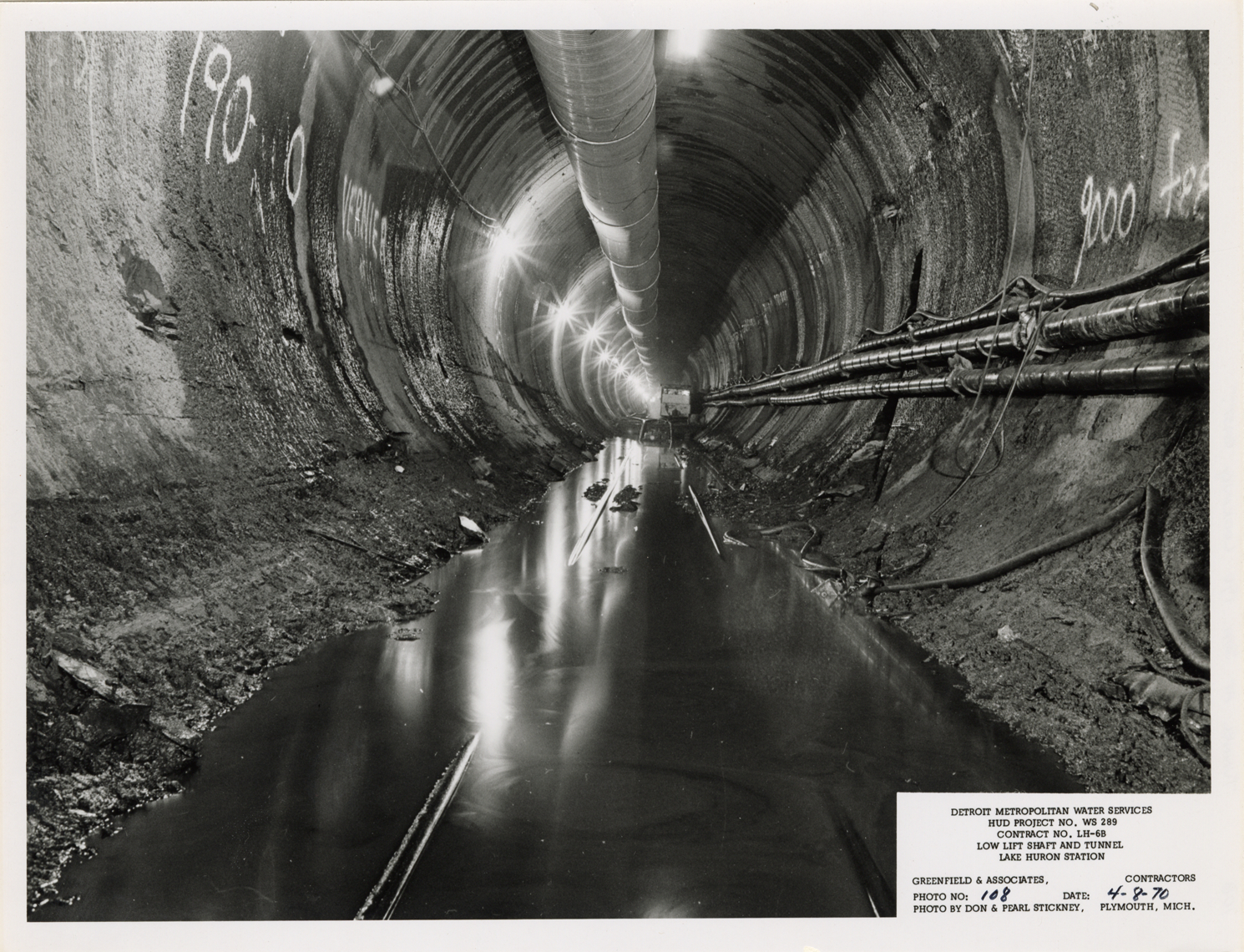 Tunnel during construction, Lake Huron Station, Detroit water supply system