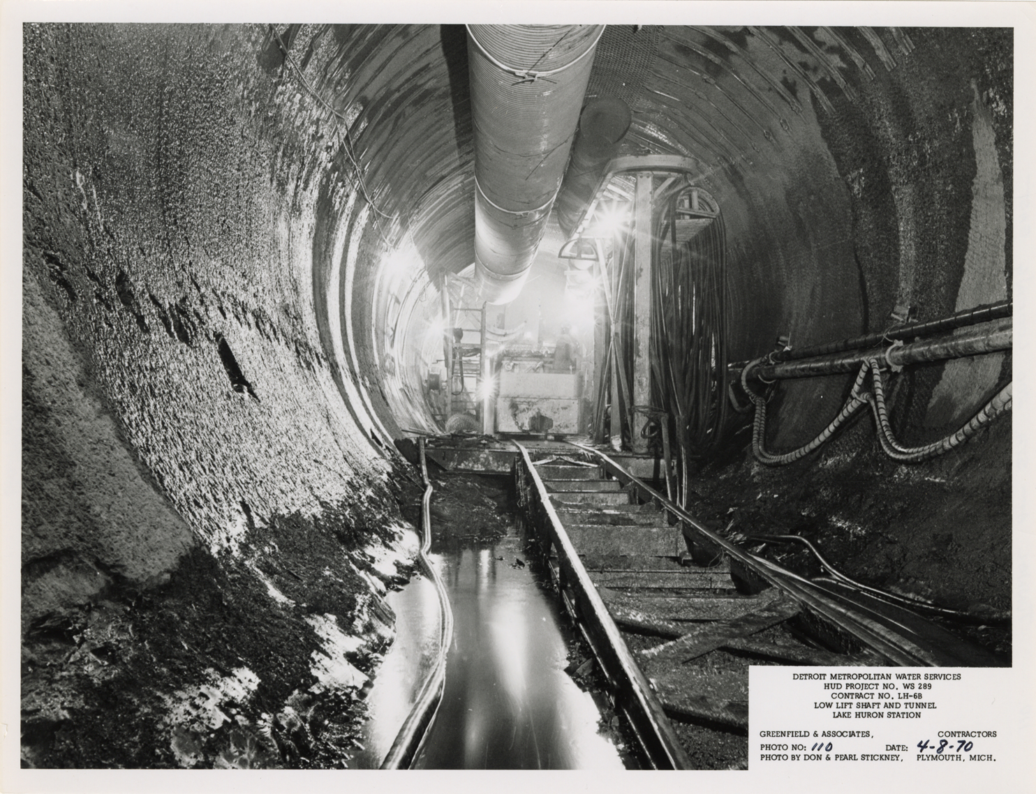 Tunnel during construction, Lake Huron Station, Detroit water supply system