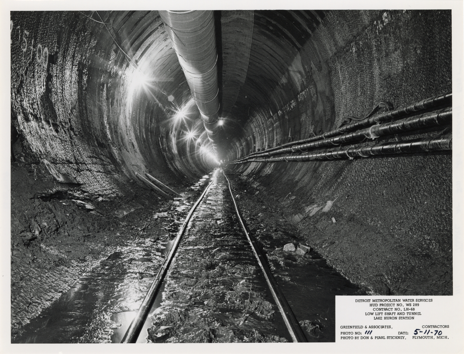 Tunnel during construction, Lake Huron Station, Detroit water supply system