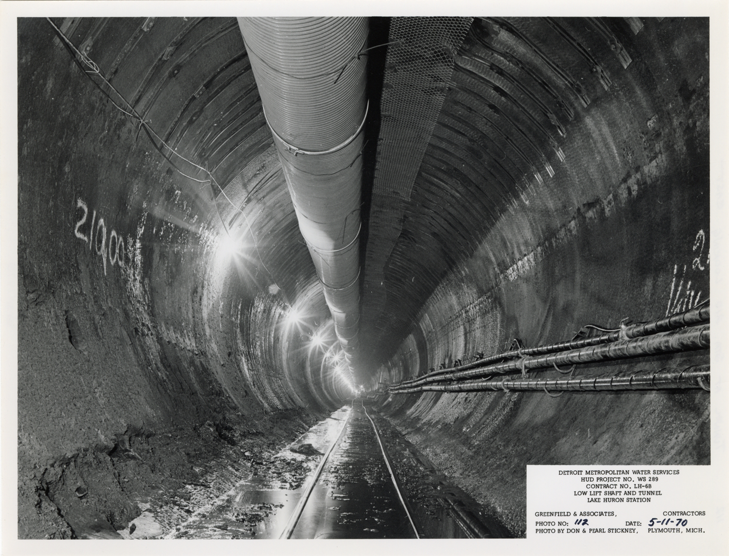 Tunnel during construction, Lake Huron Station, Detroit water supply system