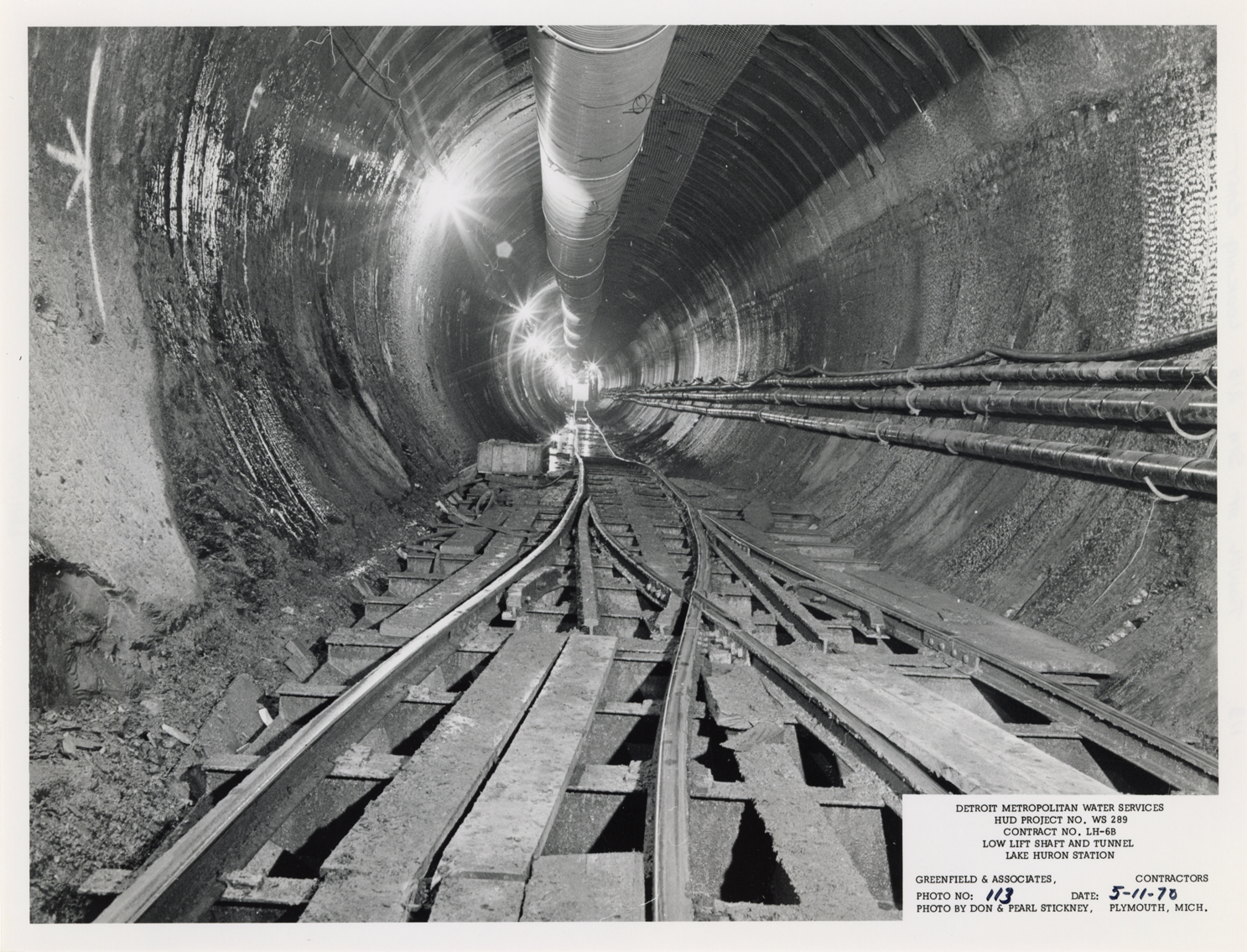 Tunnel during construction, Lake Huron Station, Detroit water supply system