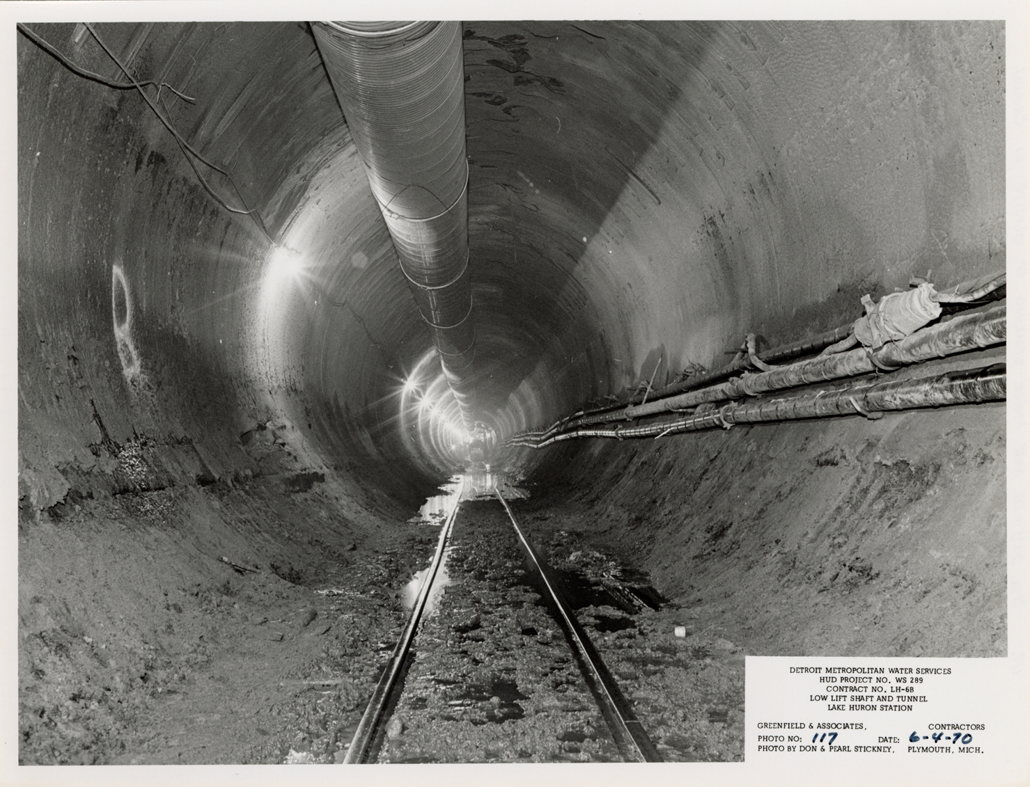 Tunnel during construction, Lake Huron Station, Detroit water supply system