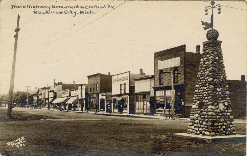 Dixie Highway Monument on Central Avenue, Mackinaw City, Michigan