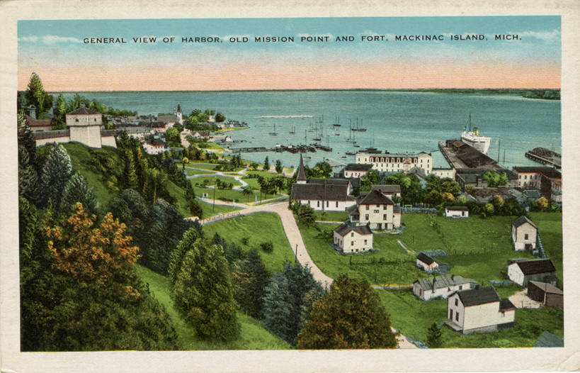 Harbor, Old Mission Point and Fort Mackinac, Mackinac Island, Michigan