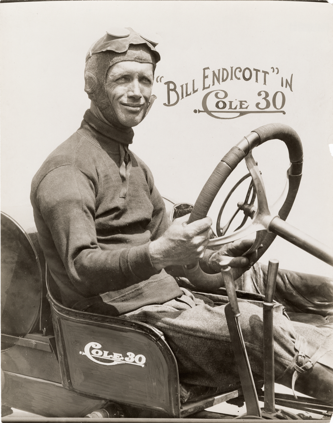 Bill Endicott posing in a Cole 30 racecar | DPL DAMS