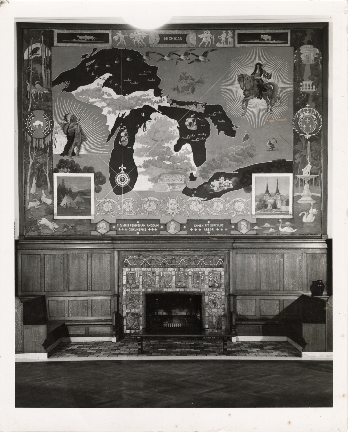 Mural of Michigan map, Main Library, Detroit Public Library