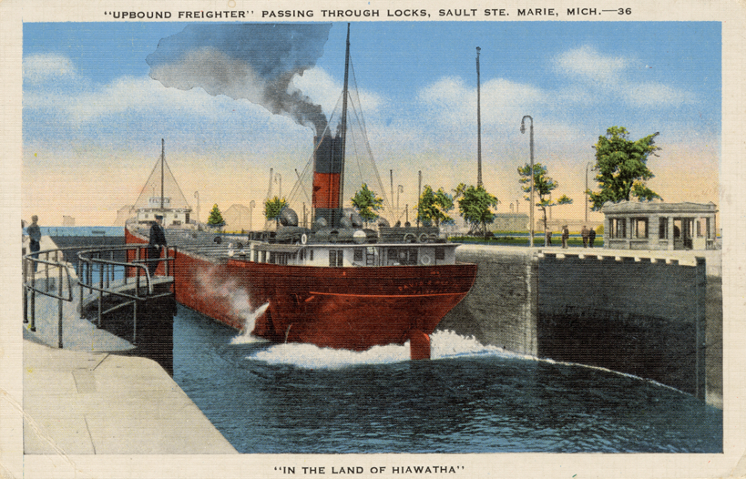 Freighter in Soo Locks, Sault Ste. Marie, Michigan