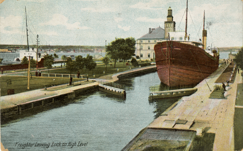 Freighter in Soo Locks, Sault Ste. Marie, Michigan