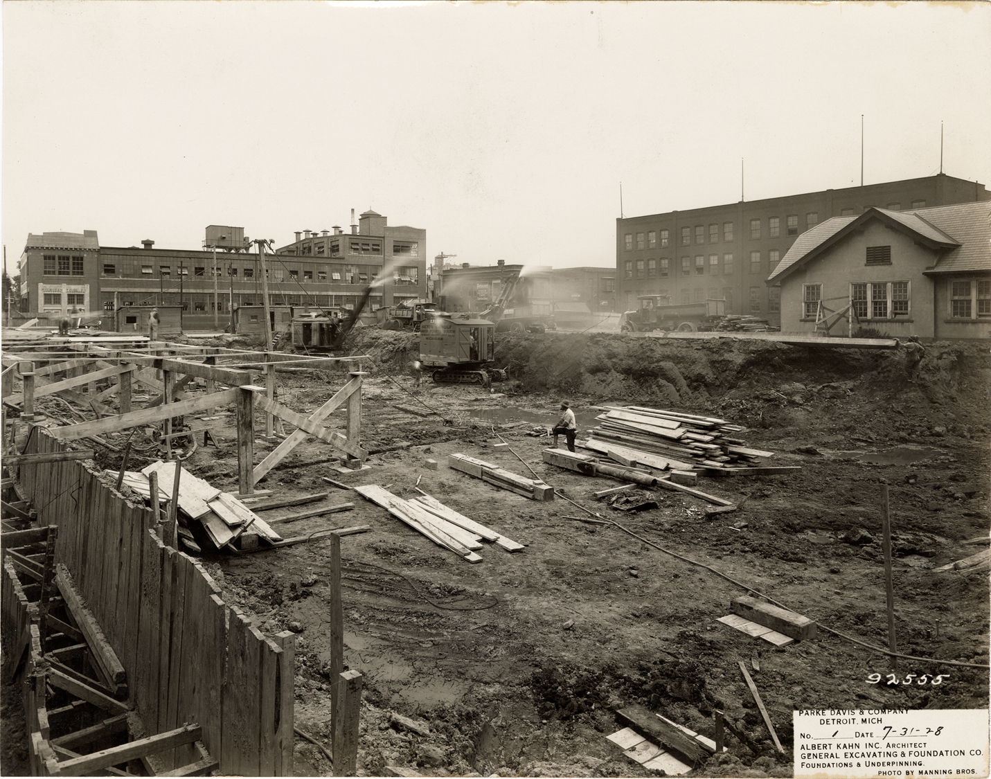 Foundation excavation, Parke, Davis & Company building