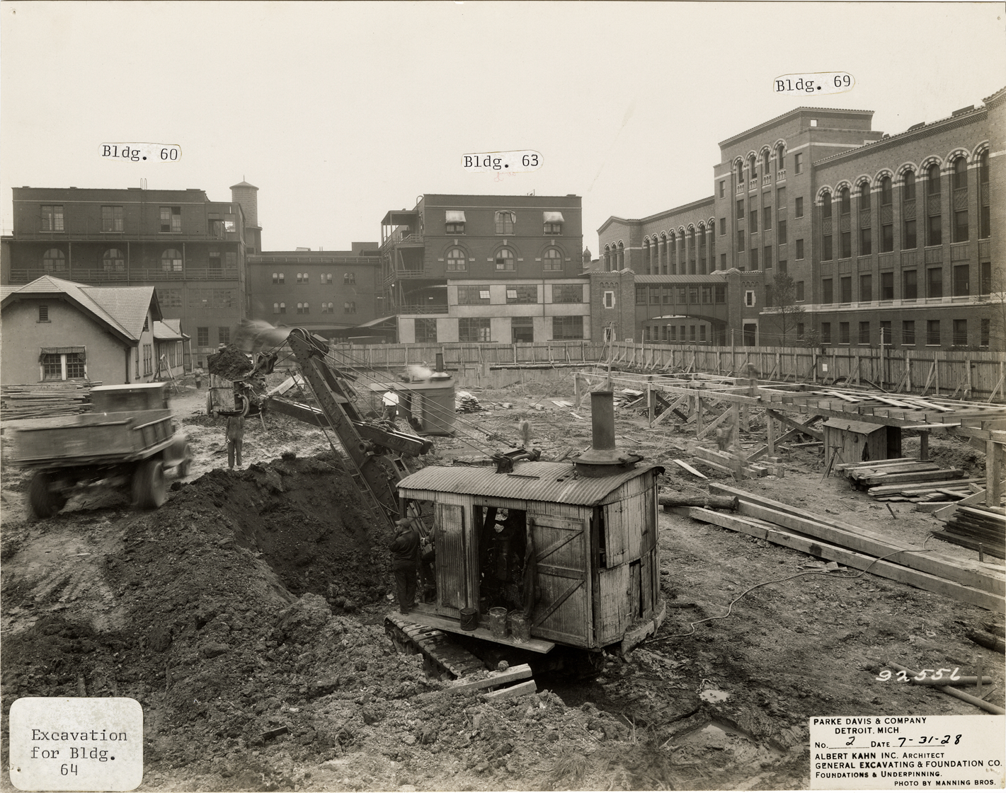 Foundation excavation for building no. 64, Parke, Davis & Company