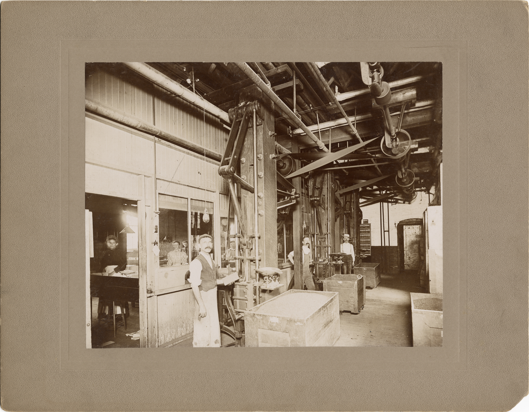 Workers in pressing room, Pressed Herb Department, Parke, Davis & Company